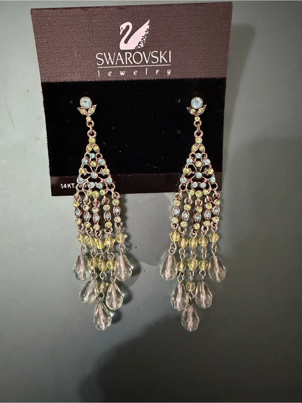 Swarovski 14KT Gold Tone Crystal Chandelier Earrings.